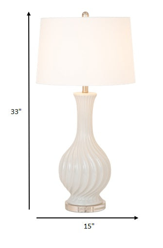HomeRoots Beige Curved Ceramic Table Lamps in Set of Two
