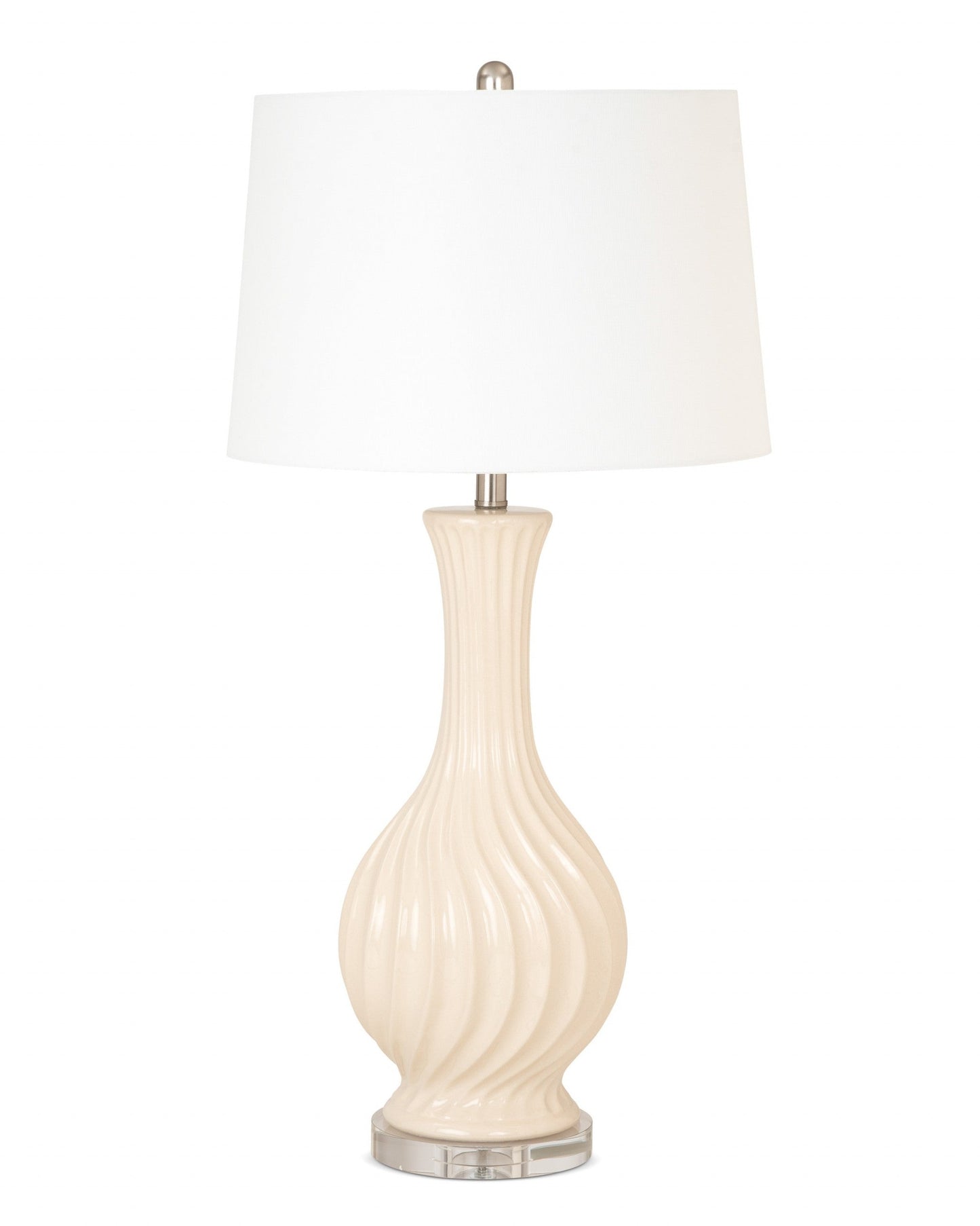 HomeRoots Beige Curved Ceramic Table Lamps in Set of Two