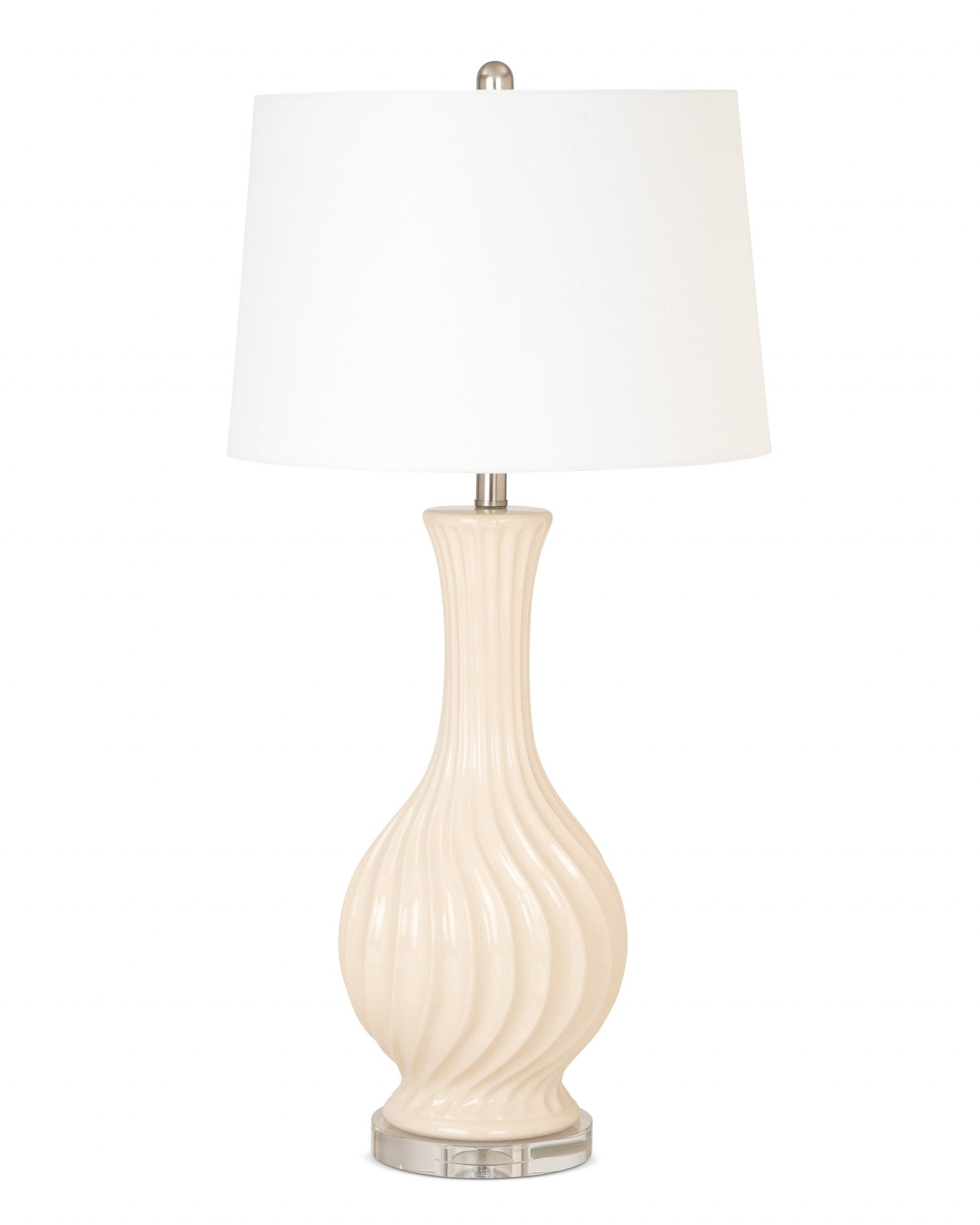 HomeRoots Beige Curved Ceramic Table Lamps in Set of Two