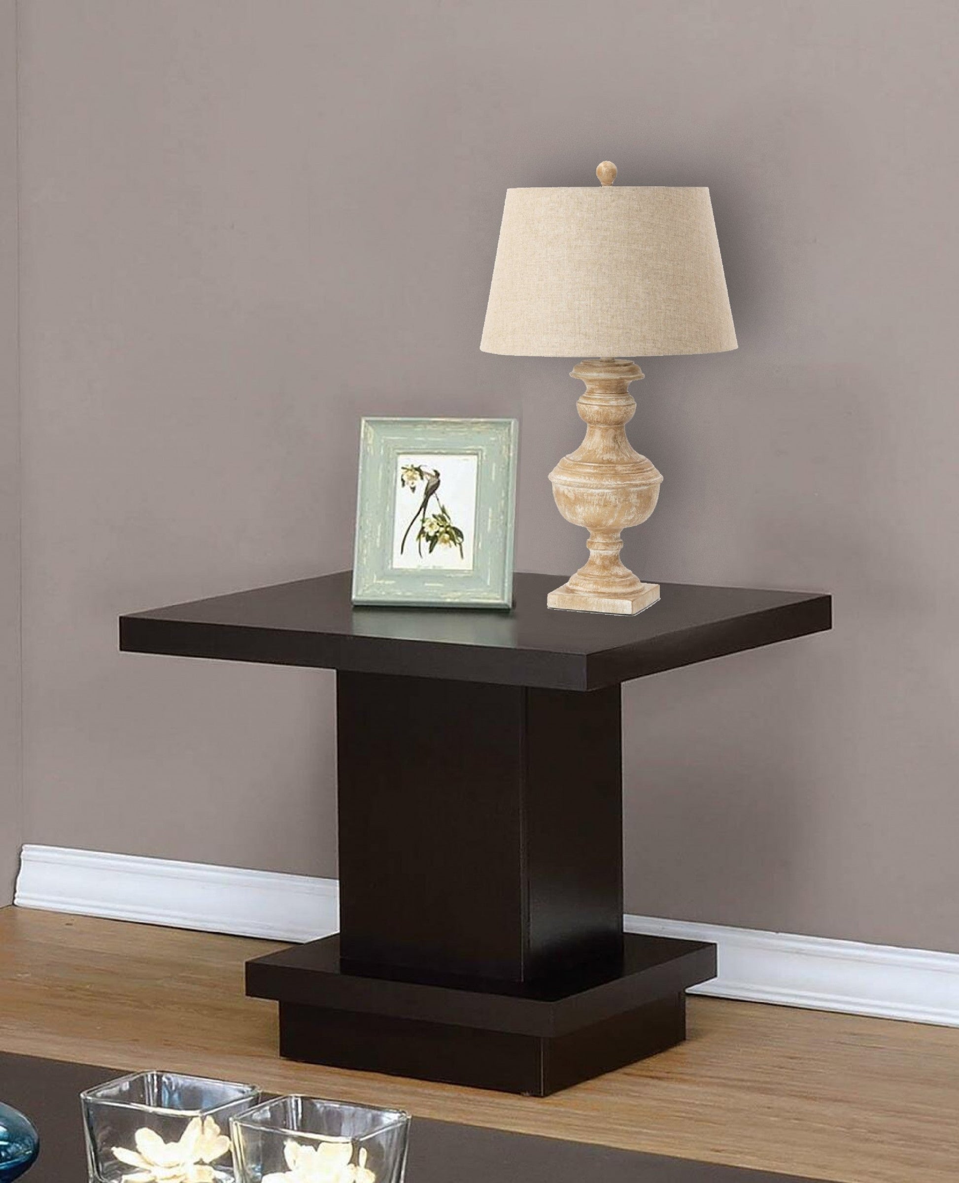 HomeRoots Beige Traditional Vase Table Lamps in Set of Two