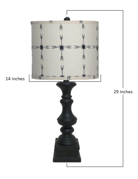 HomeRoots Beige Tribal Arrow Line Shade Table Lamp With Distressed Black Finish