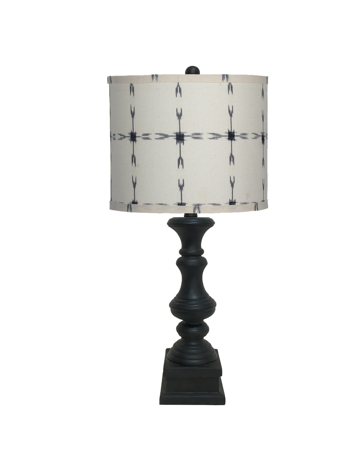 HomeRoots Beige Tribal Arrow Line Shade Table Lamp With Distressed Black Finish