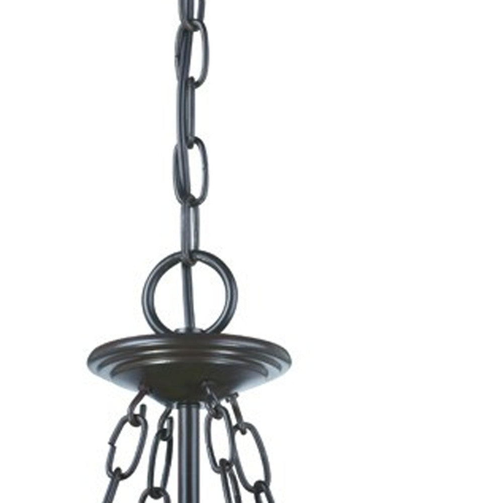 HomeRoots Belle 3-Light Architectural Hanging Light in Bronze Finish