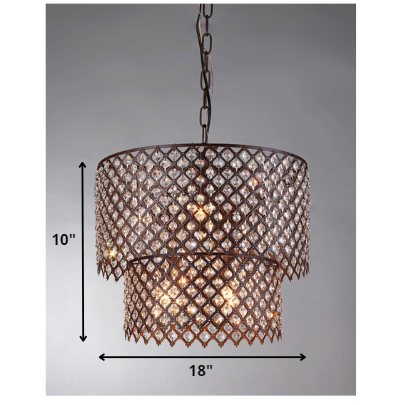 HomeRoots Bernadette Antique Bronze Chandelier With Crystal Finish