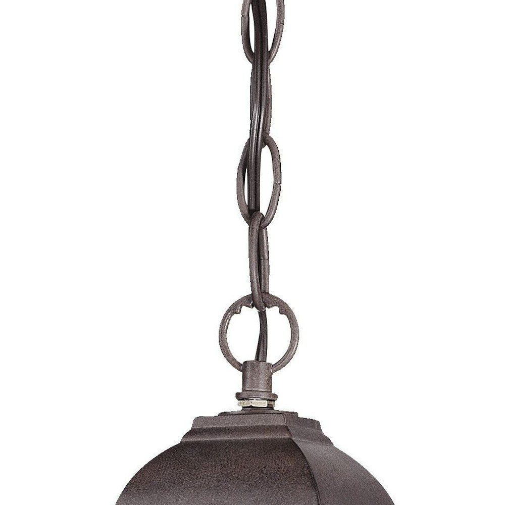 HomeRoots Beveled Glass Outdoor Hanging Light in Antique Brown Finish