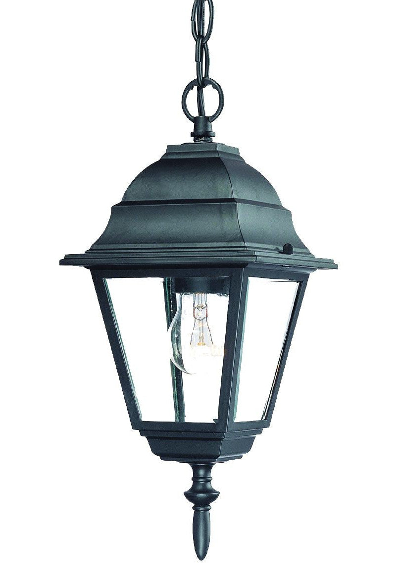 HomeRoots Beveled Glass Outdoor Hanging Light in Matte Black Finish