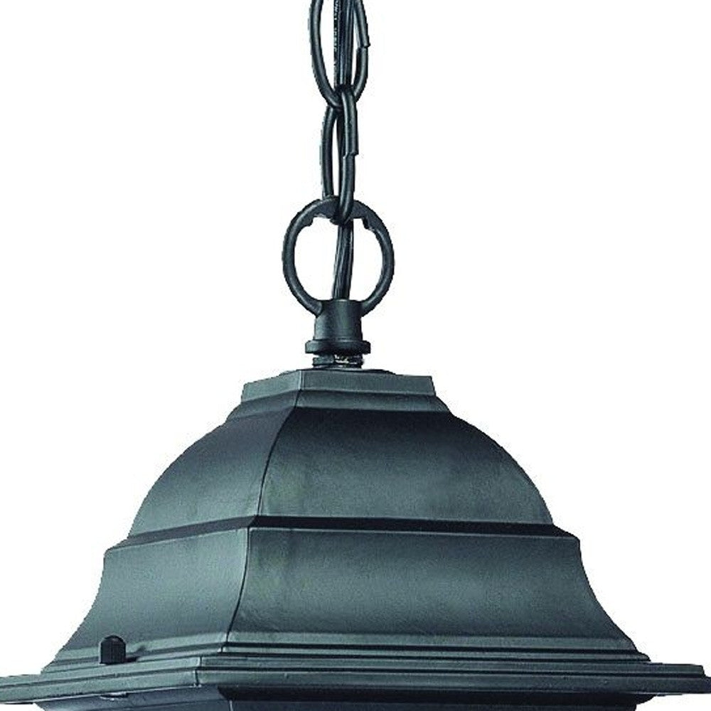 HomeRoots Beveled Glass Outdoor Hanging Light in Matte Black Finish