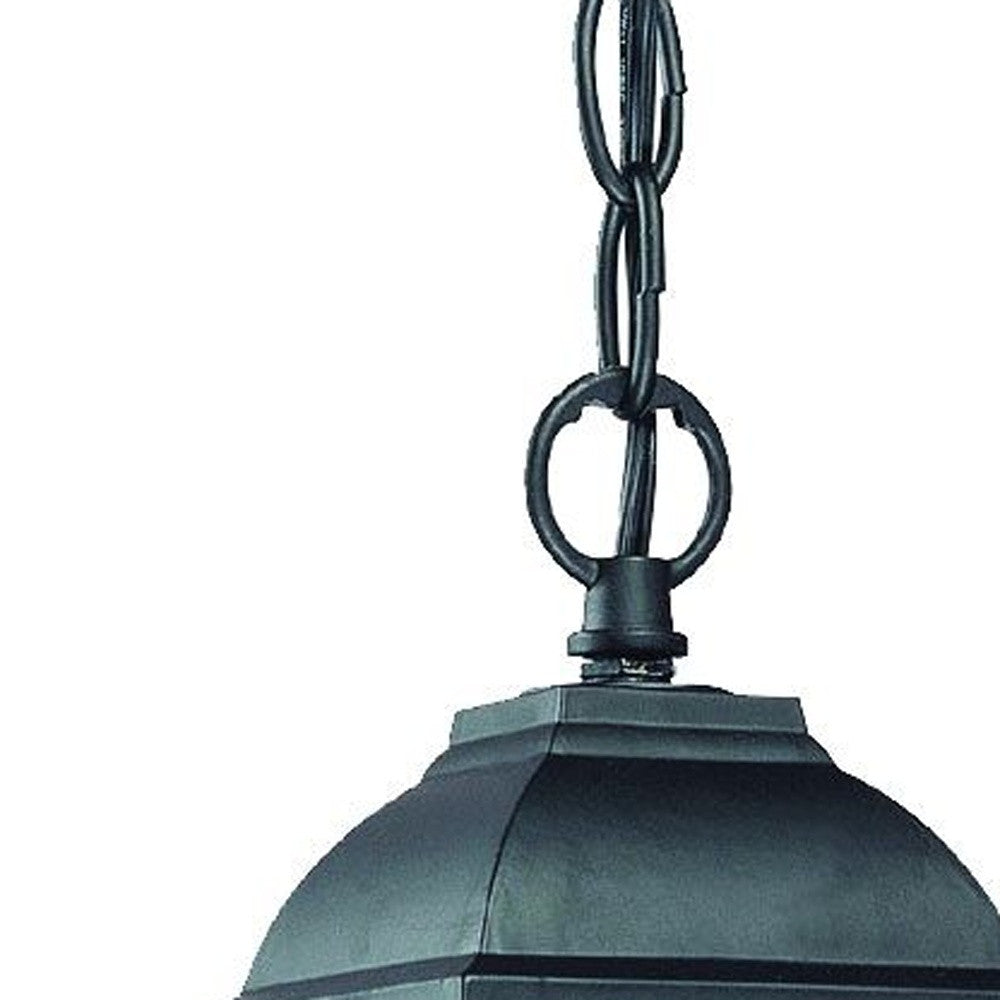 HomeRoots Beveled Glass Outdoor Hanging Light in Matte Black Finish