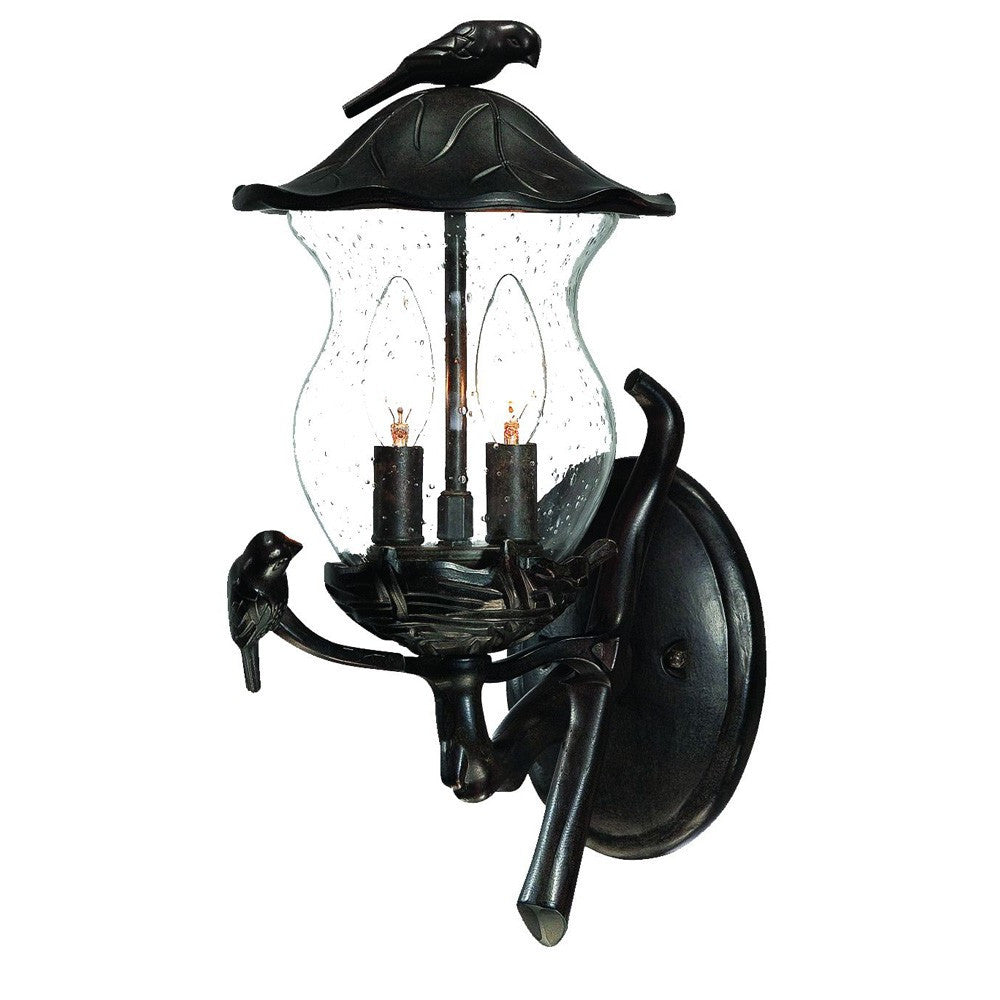 HomeRoots Bird Detail Lantern Wall Light in Matte Black Finish