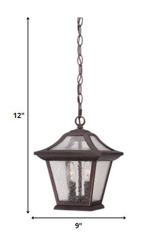 HomeRoots Birdhouse Shape Outdoor Hanging Light With Antique Bronze Finish