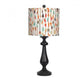 HomeRoots Black Candlestick Table Lamp With Multi Color Tribal Arrows Shade