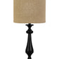 HomeRoots Black Candlestick Table Lamp With Sandy Tan Shade