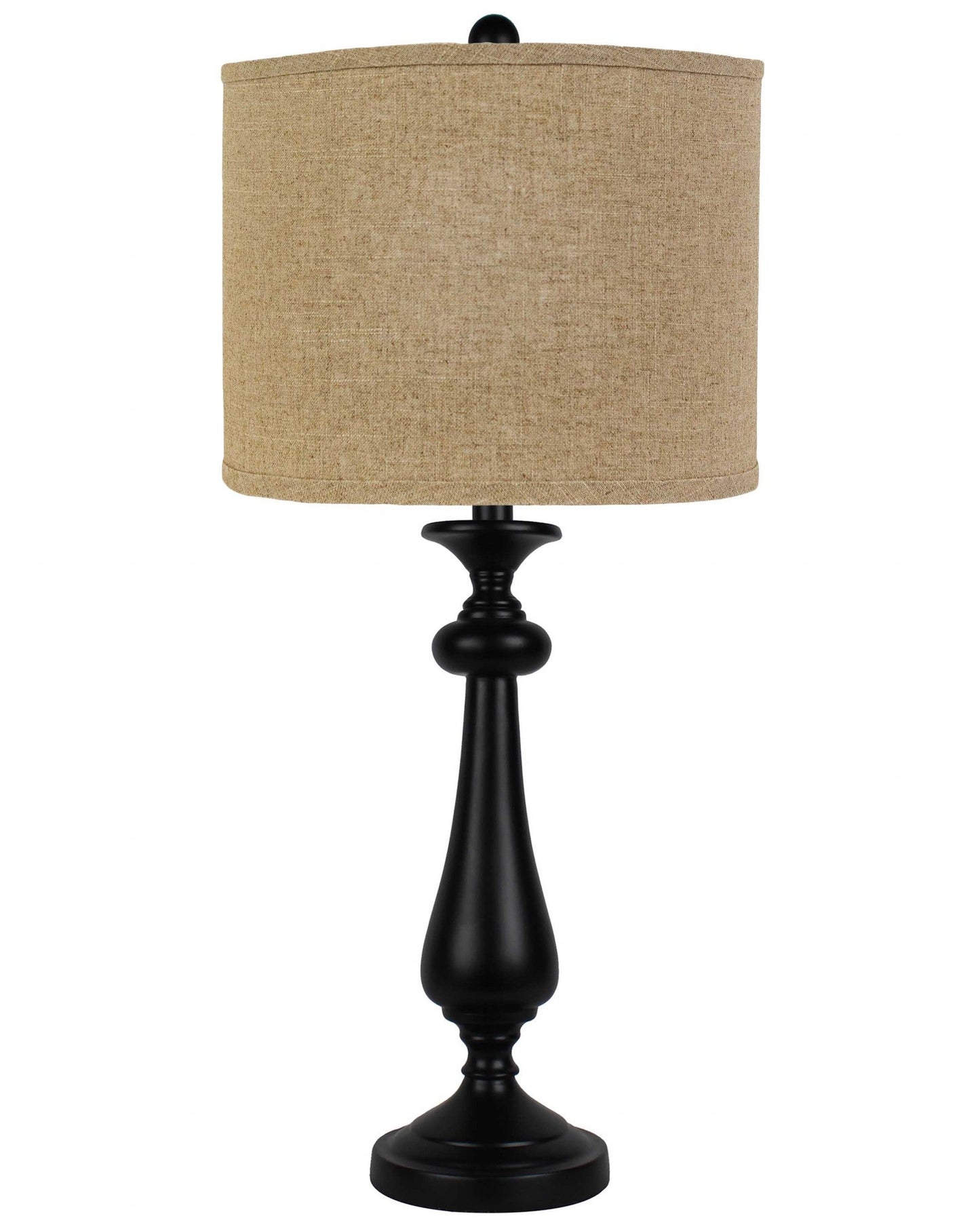 HomeRoots Black Candlestick Table Lamp With Sandy Tan Shade