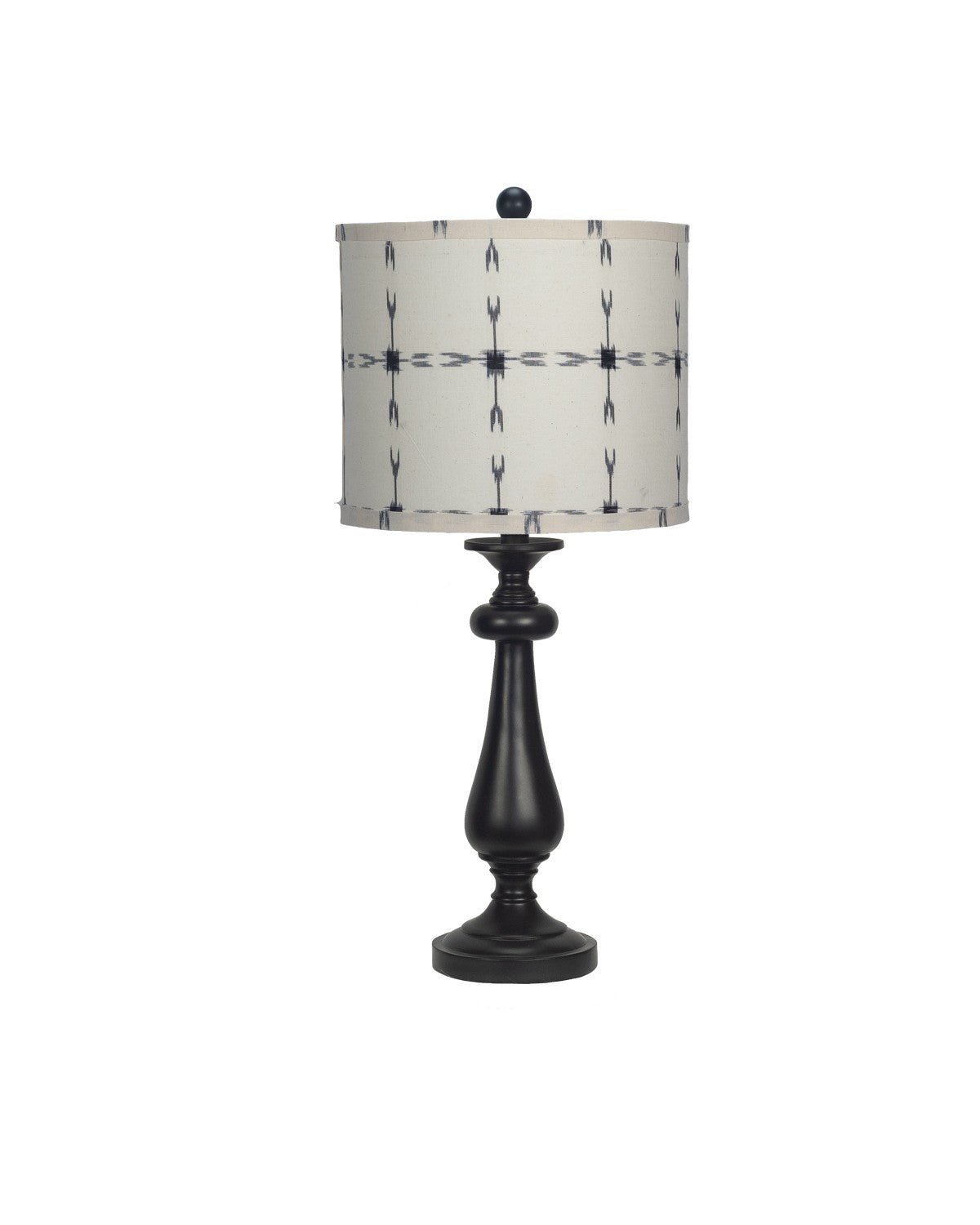 HomeRoots Black Candlestick Table Lamp With Tribal Arrows Shade