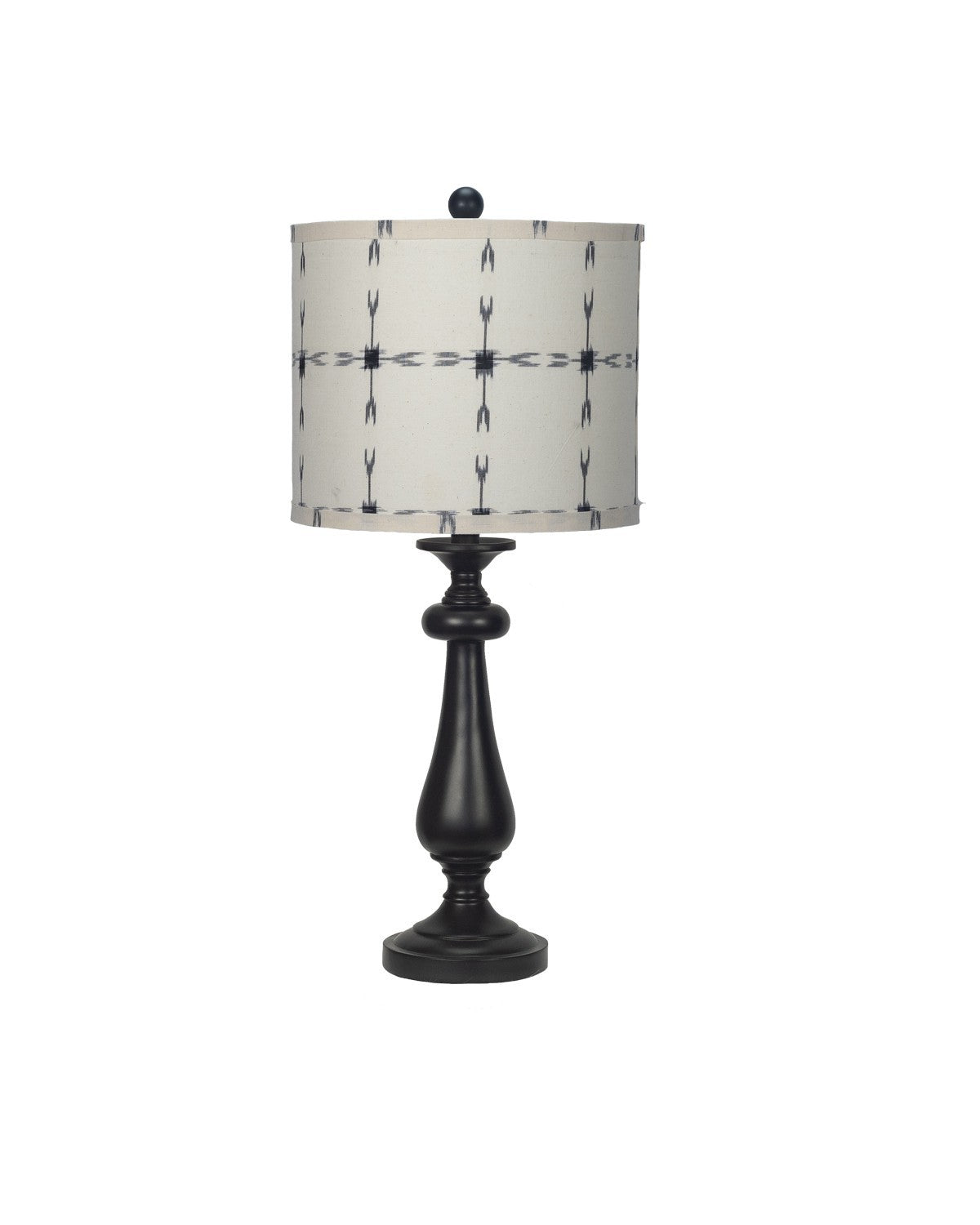 HomeRoots Black Candlestick Table Lamp With Tribal Arrows Shade