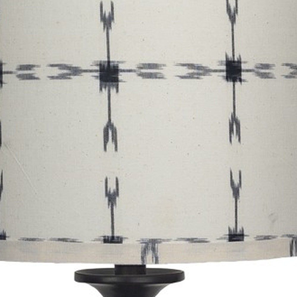 HomeRoots Black Candlestick Table Lamp With Tribal Arrows Shade