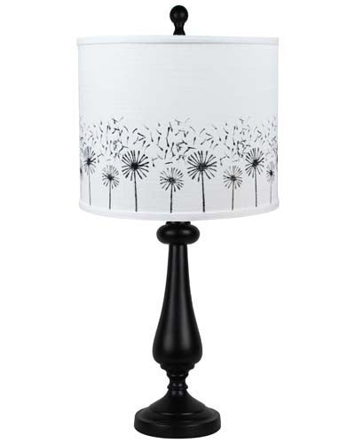 HomeRoots Black Candlestick Table Lamp With Whimsical Dandelion Shade
