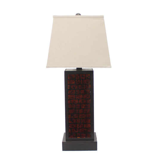 HomeRoots Black Metal Bedside Table Lamp With White Shade
