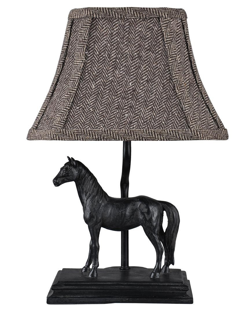 HomeRoots Black Stallion Accent Lamp With Brown Bell Lamp