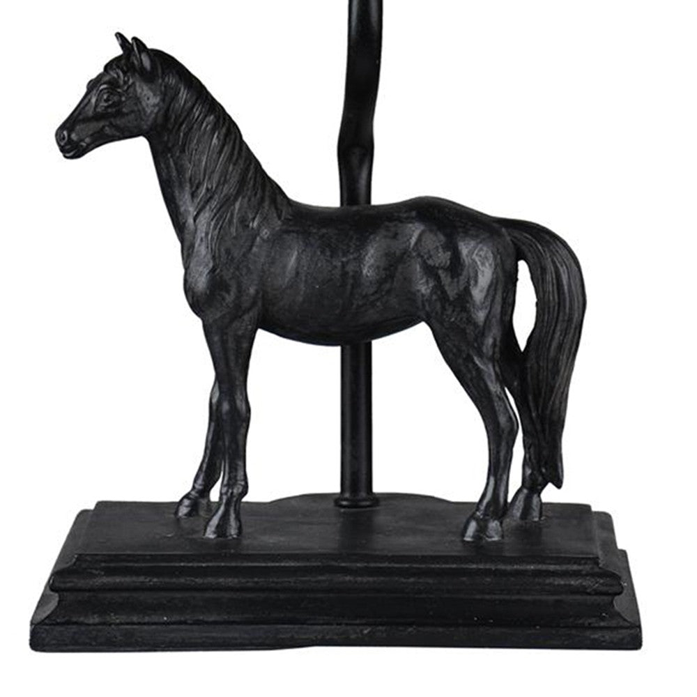 HomeRoots Black Stallion Accent Lamp With Brown Bell Lamp