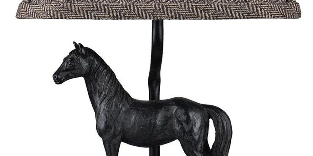 HomeRoots Black Stallion Accent Lamp With Brown Bell Lamp