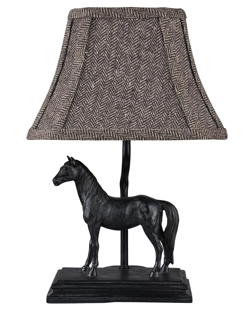 HomeRoots Black Stallion Accent Lamp With Brown Bell Lamp
