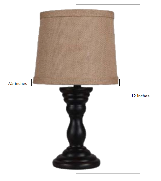 HomeRoots Black Turned Base Accent Lamp With Tan Empire Shade