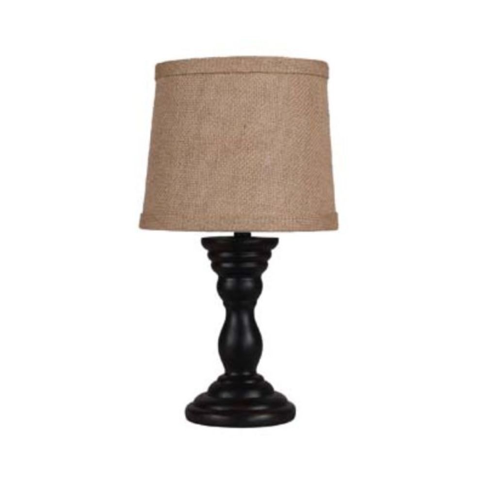 HomeRoots Black Turned Base Accent Lamp With Tan Empire Shade
