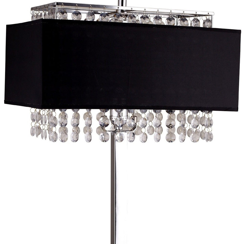 HomeRoots Bling Glam Faux Crystal Rectangular Table Lamp With Black Finish