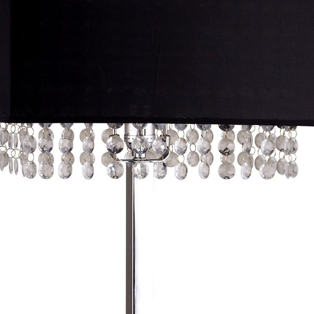 HomeRoots Bling Glam Faux Crystal Rectangular Table Lamp With Black Finish