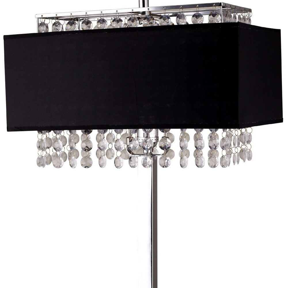 HomeRoots Bling Glam Faux Crystal Rectangular Table Lamp With Black Finish