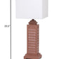 HomeRoots Blush Red Slatted Table Lamps With Square Shade in Set of Two