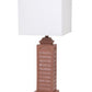 HomeRoots Blush Red Slatted Table Lamps With Square Shade in Set of Two
