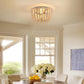 HomeRoots Bohemian Beaded Chandelier With Natural Wood Finish