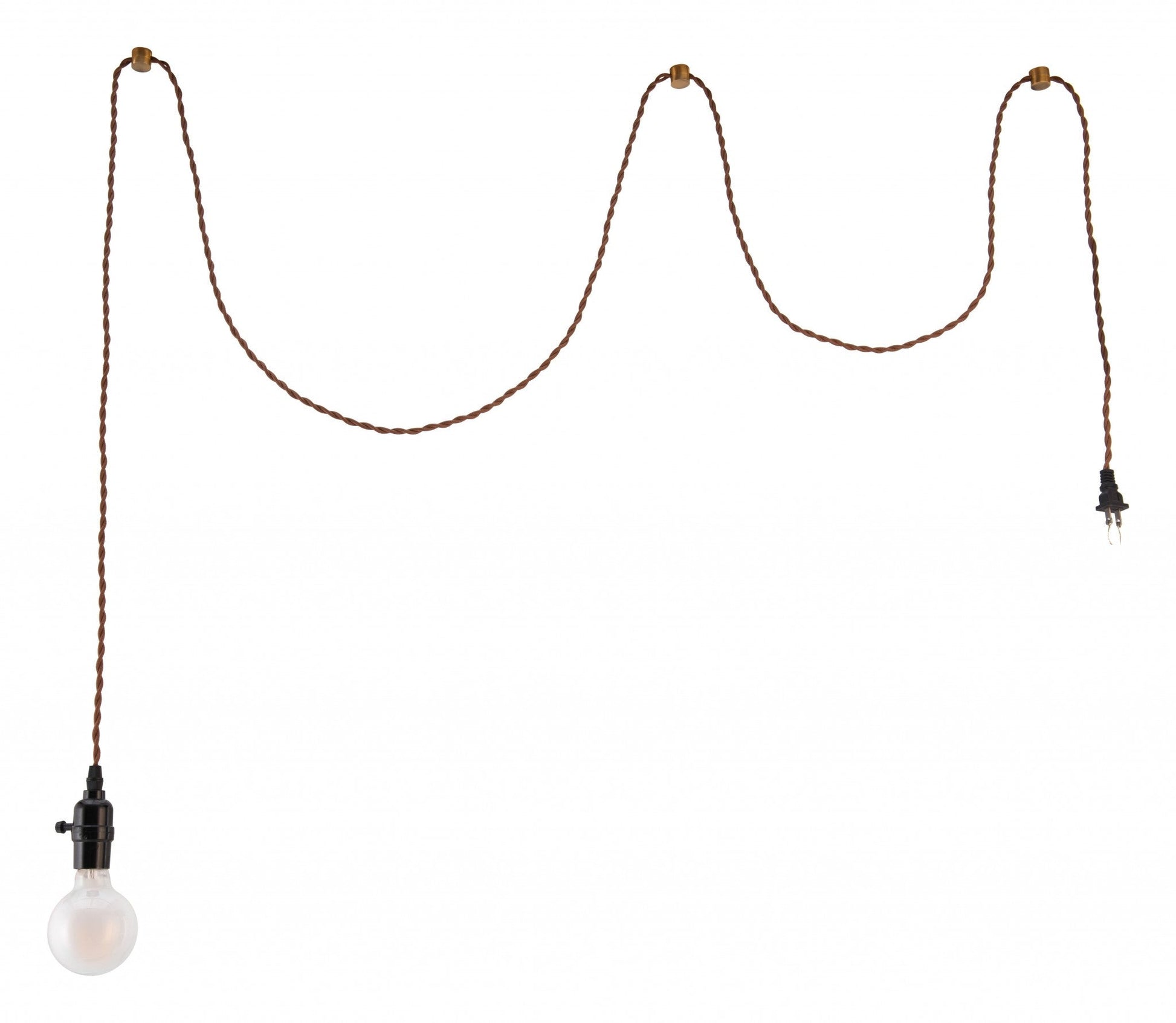 HomeRoots Braid Ceiling Lamp in Vintage Brass Finish