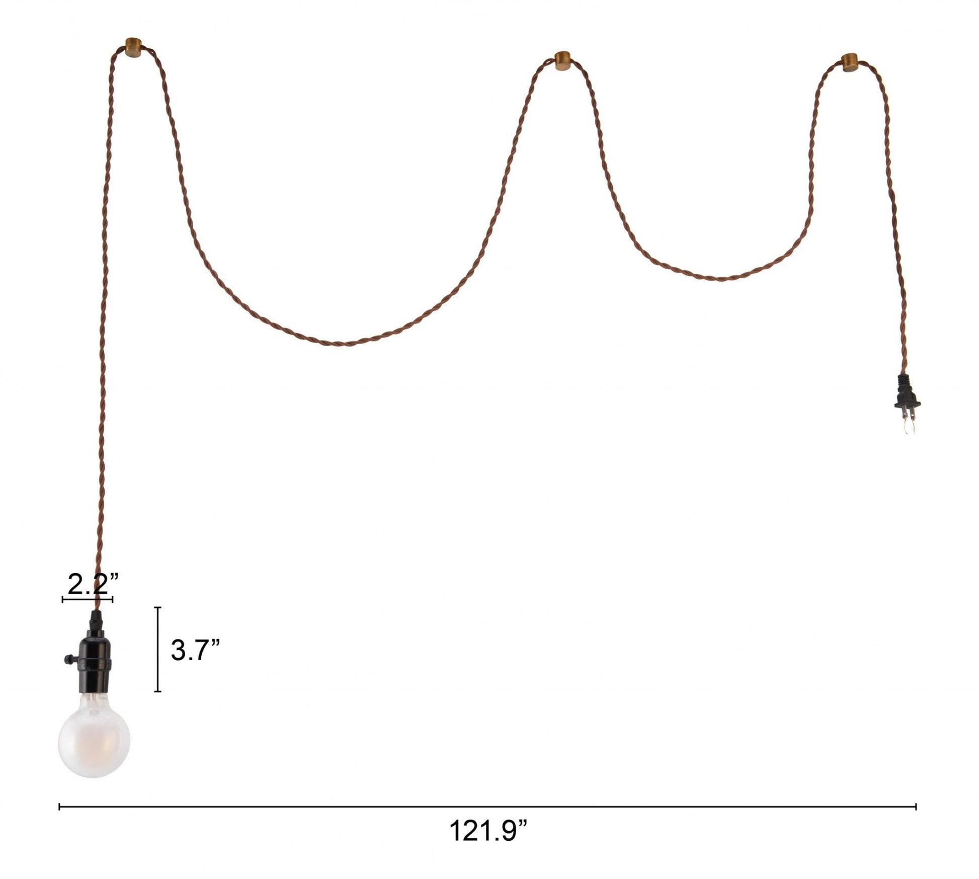 HomeRoots Braid Ceiling Lamp in Vintage Brass Finish
