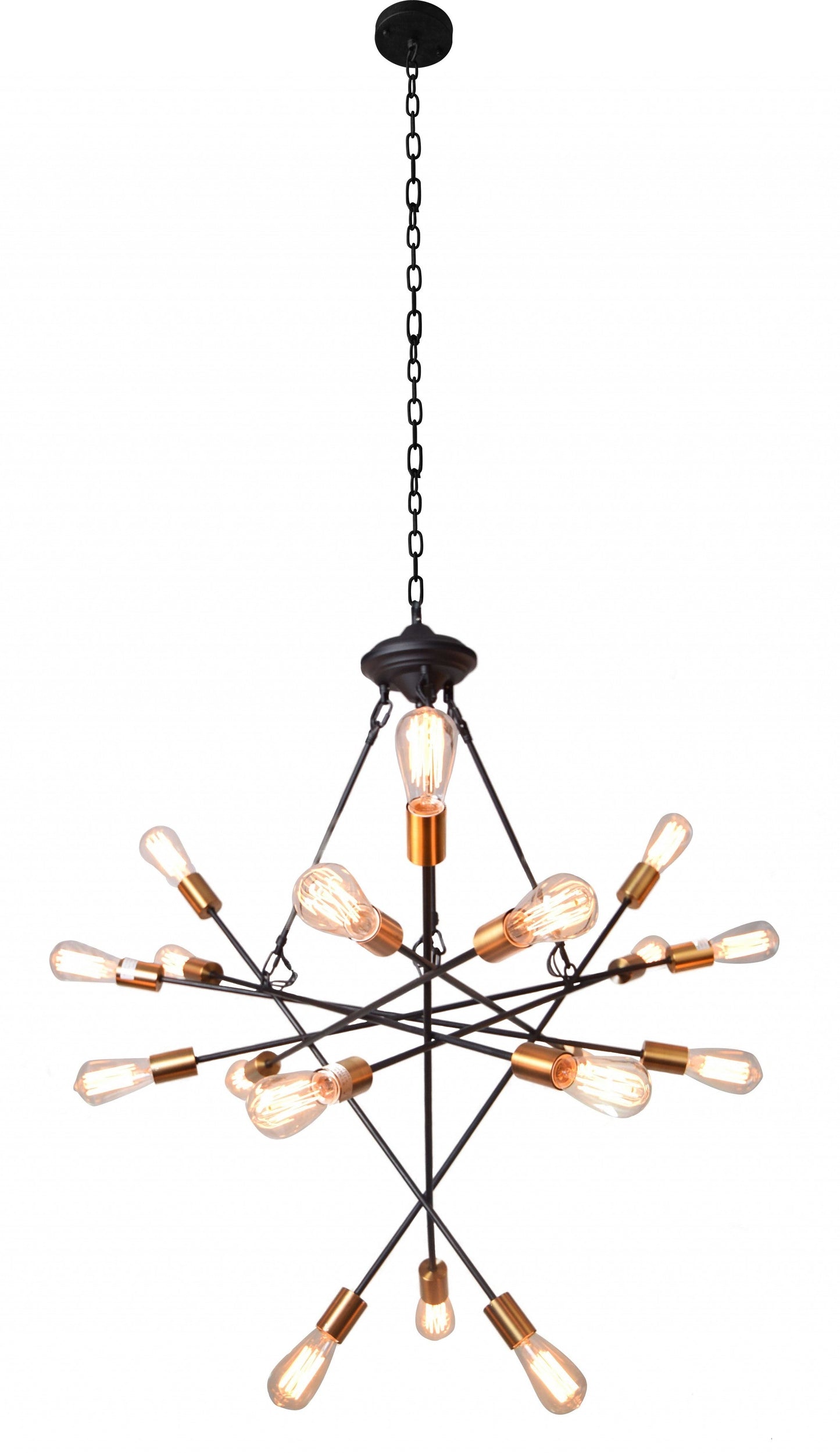 HomeRoots Brass Pom Pom Want Chandelier With Black Finish