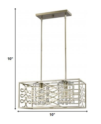 HomeRoots Brax 2-Light Island Pendant With Crystal Accents and Washed Gold Finish