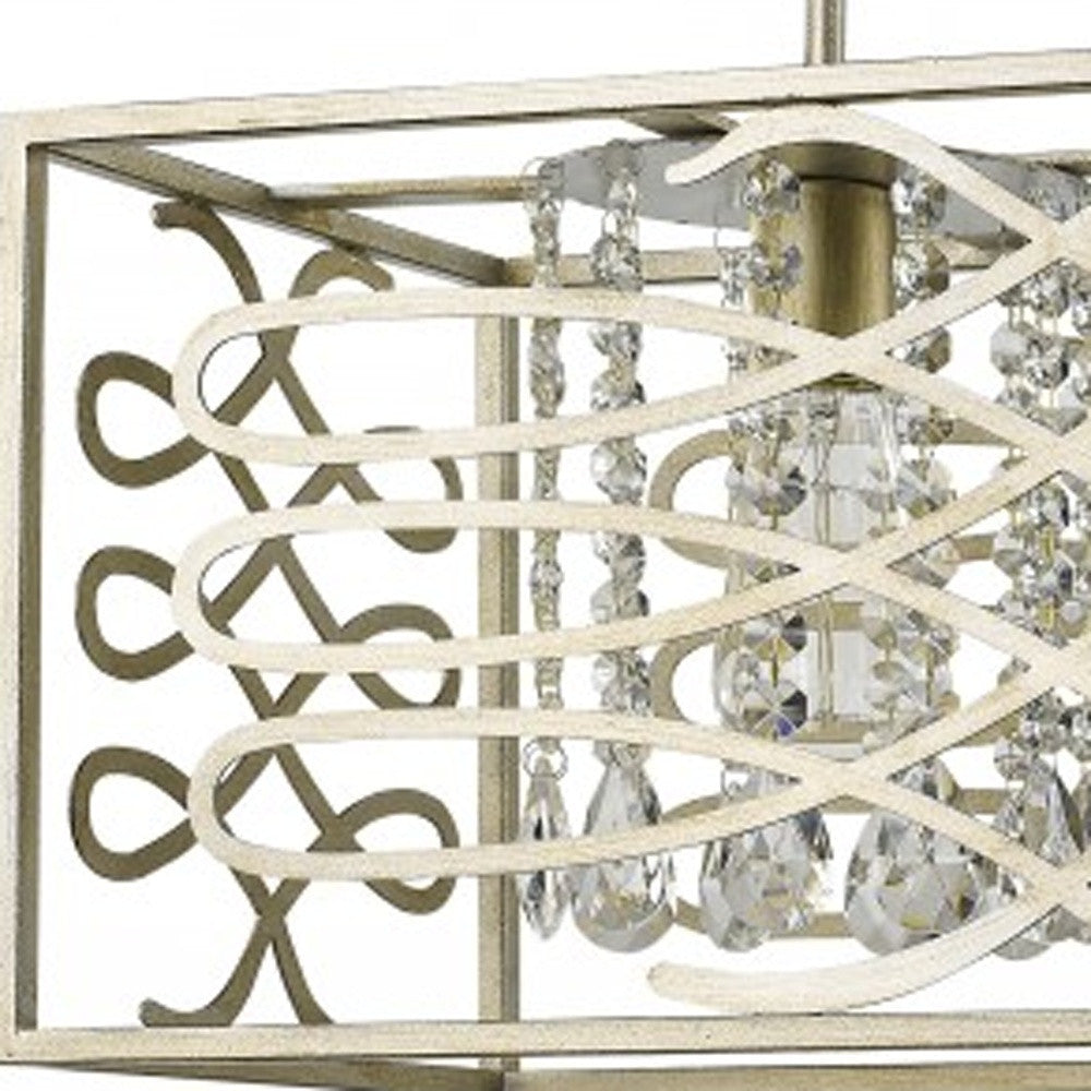 HomeRoots Brax 2-Light Island Pendant With Crystal Accents and Washed Gold Finish