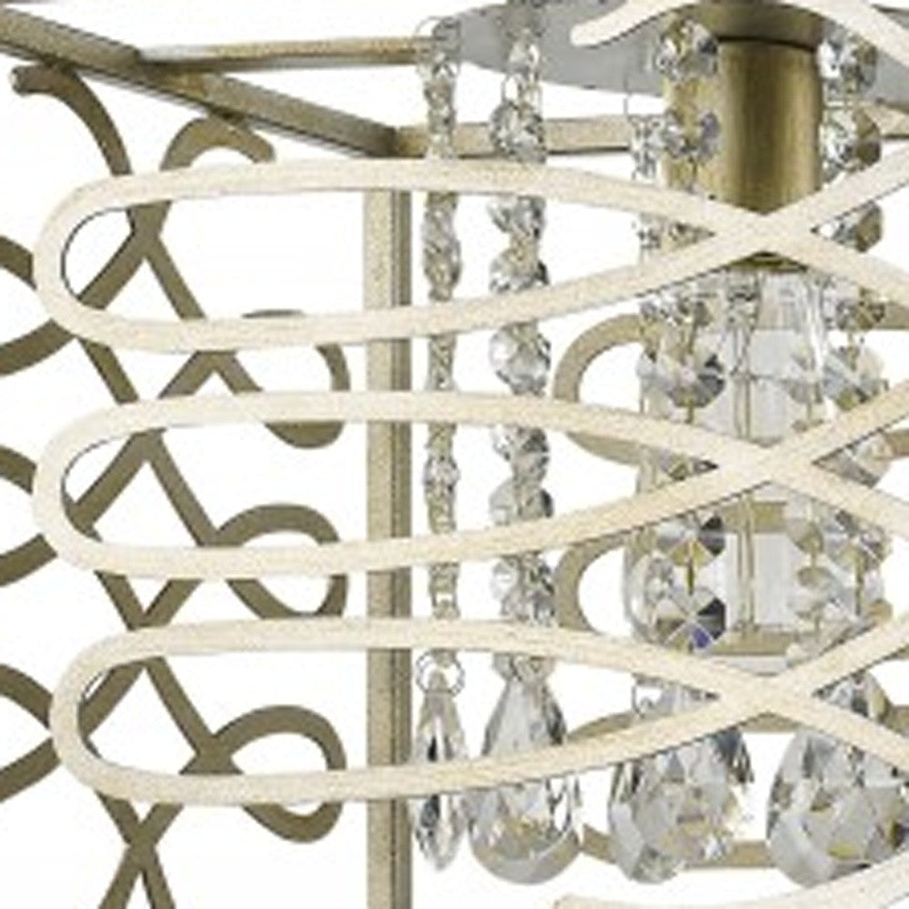 HomeRoots Brax 2-Light Island Pendant With Crystal Accents and Washed Gold Finish