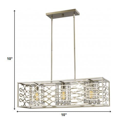 HomeRoots Brax 3-Light Island Pendant in Washed Gold With Crystal Accents