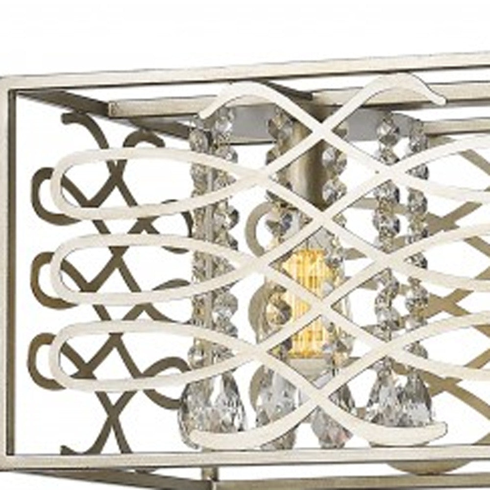 HomeRoots Brax 3-Light Island Pendant in Washed Gold With Crystal Accents