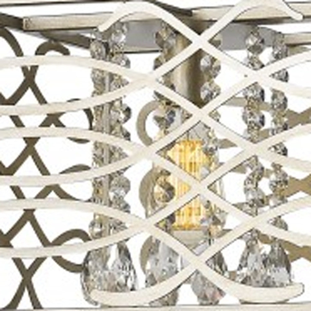 HomeRoots Brax 3-Light Island Pendant in Washed Gold With Crystal Accents