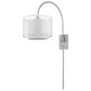 HomeRoots Brella 1-Light Brushed Nickel Swivel Wall Lamp With Sheer Snow Shantung Two Tier Shade
