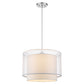 HomeRoots Brella 1-Light Metallic Silver Pendant With Sheer Snow Shantung Two Tier Shade