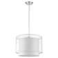 HomeRoots Brella 1-Light Metallic Silver Pendant With Sheer Snow Shantung Two Tier Shade