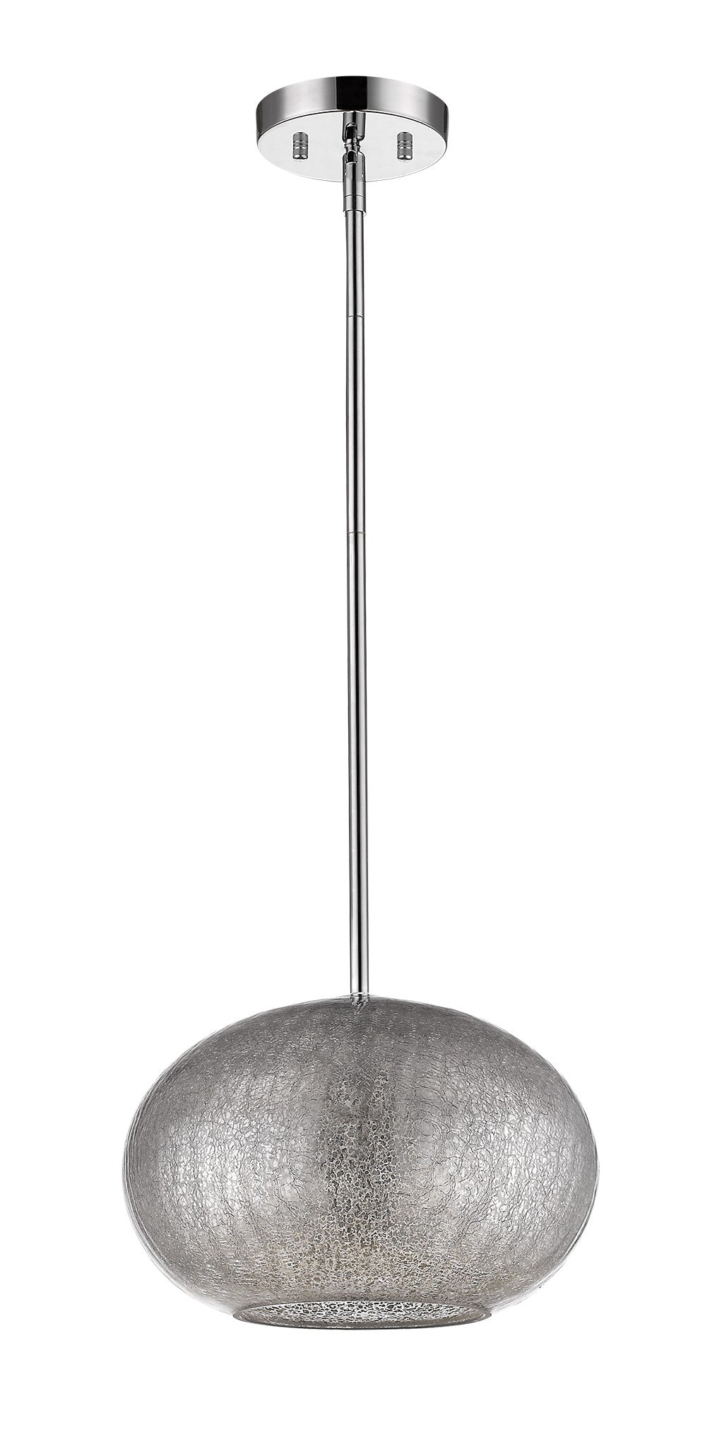 HomeRoots Brielle 1-Light Polished Nickel Pendant With Textured Glass Shade