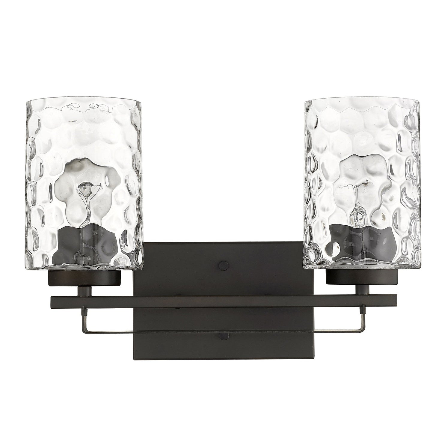 HomeRoots Bronze Metal Two Light Wall Sconce With Pebbled Glass Finish