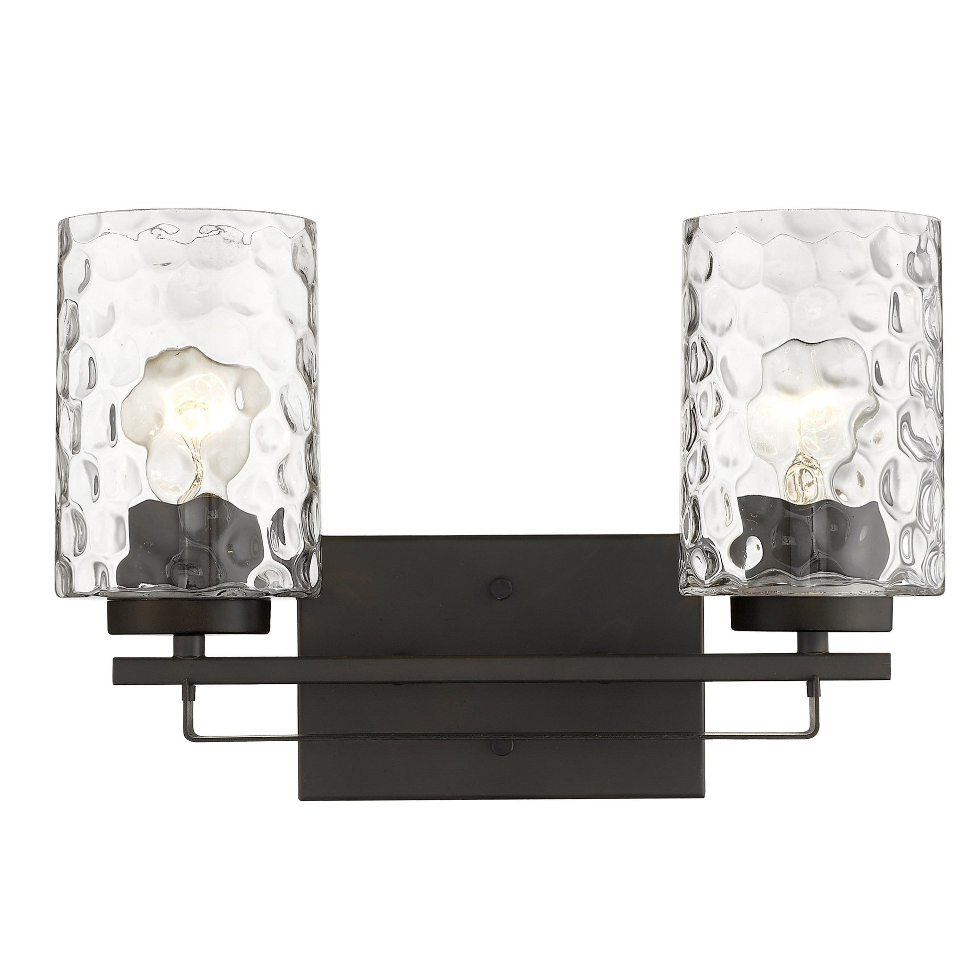 HomeRoots Bronze Metal Two Light Wall Sconce With Pebbled Glass Finish