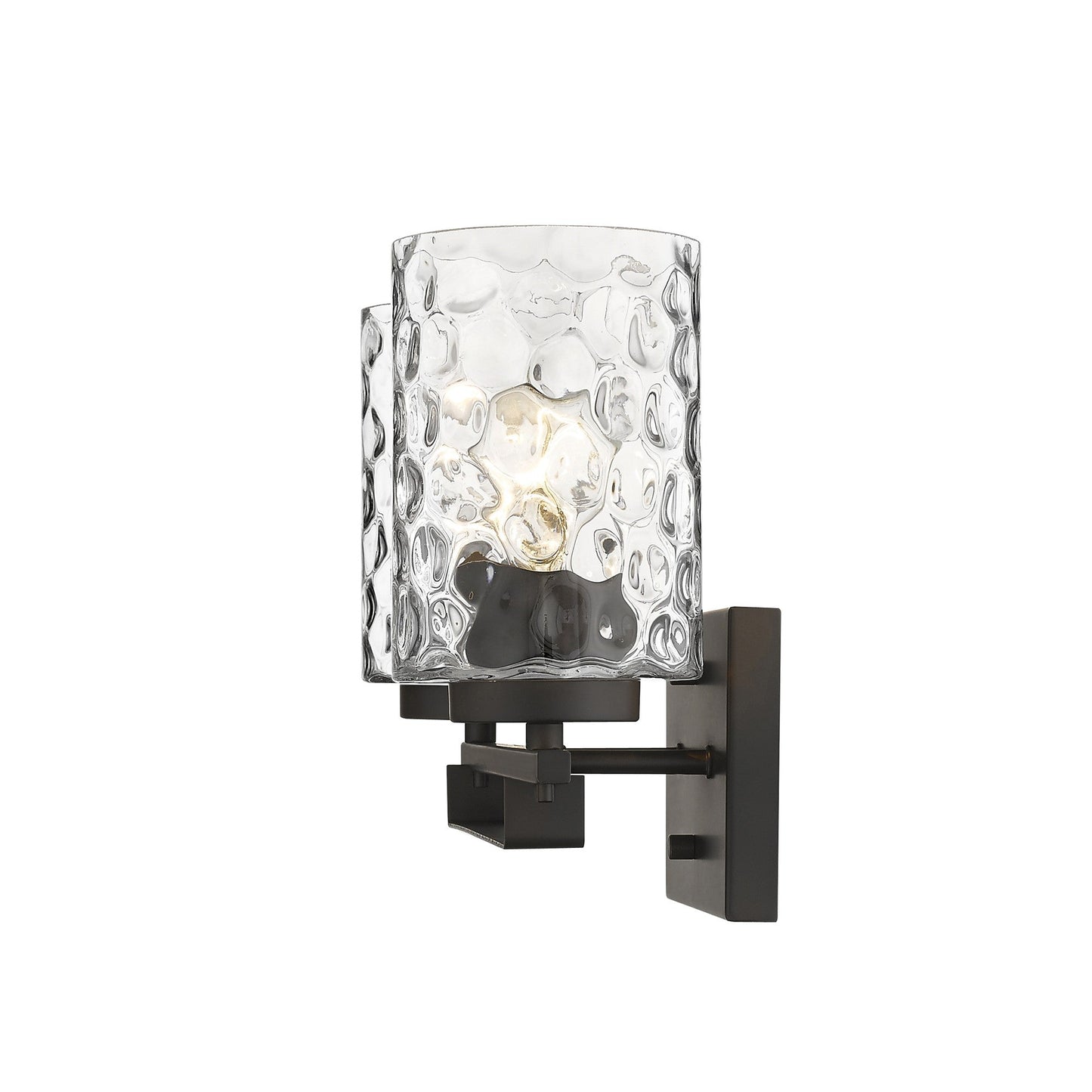 HomeRoots Bronze Metal Two Light Wall Sconce With Pebbled Glass Finish